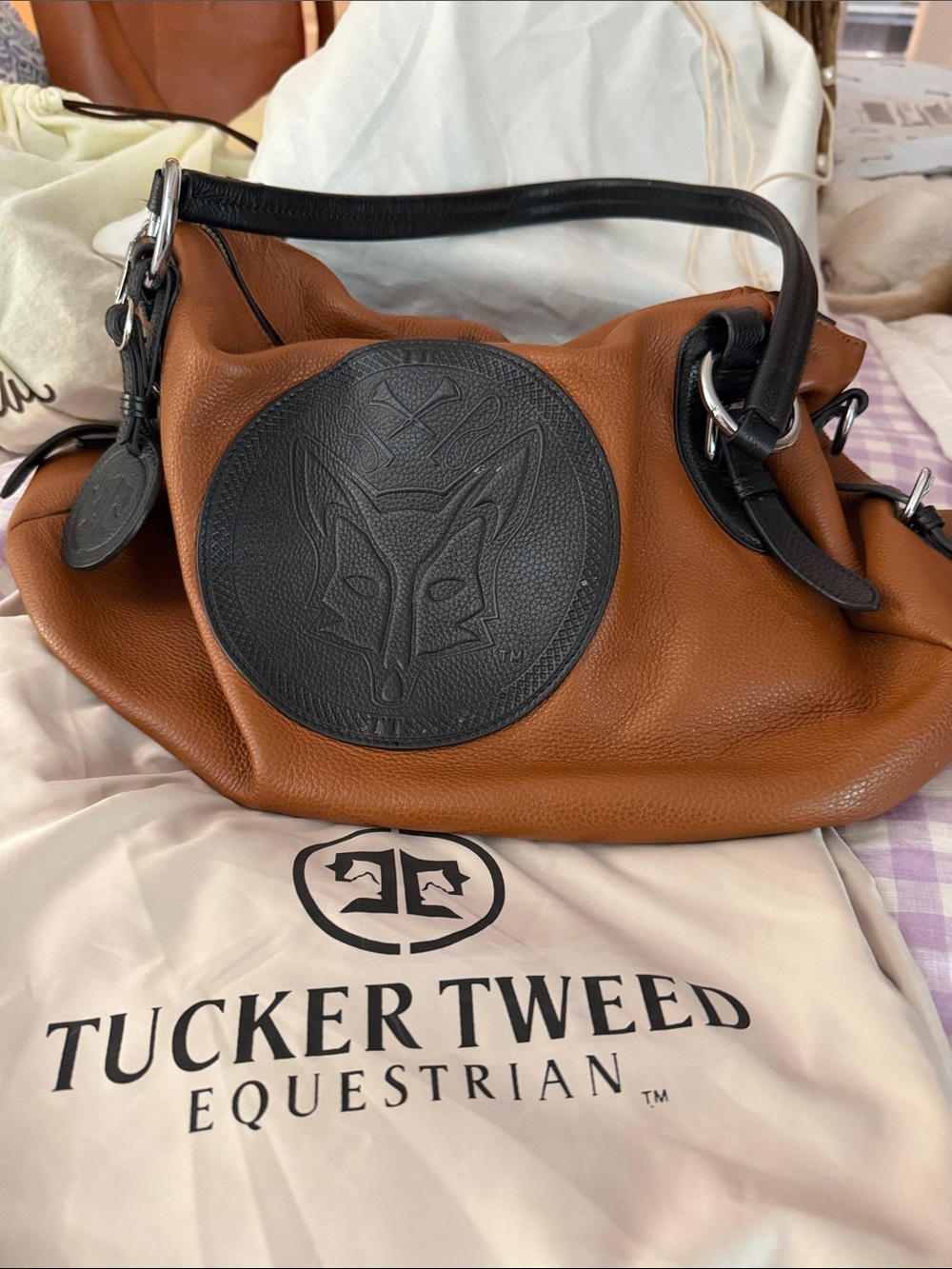 Tucker Tweed Equestrian Brown & Black Leather Shoulder Bag